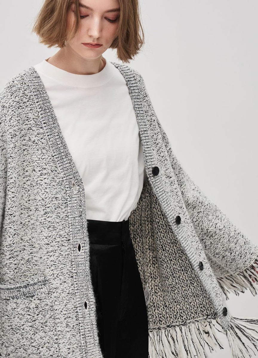 粗花呢針織外套